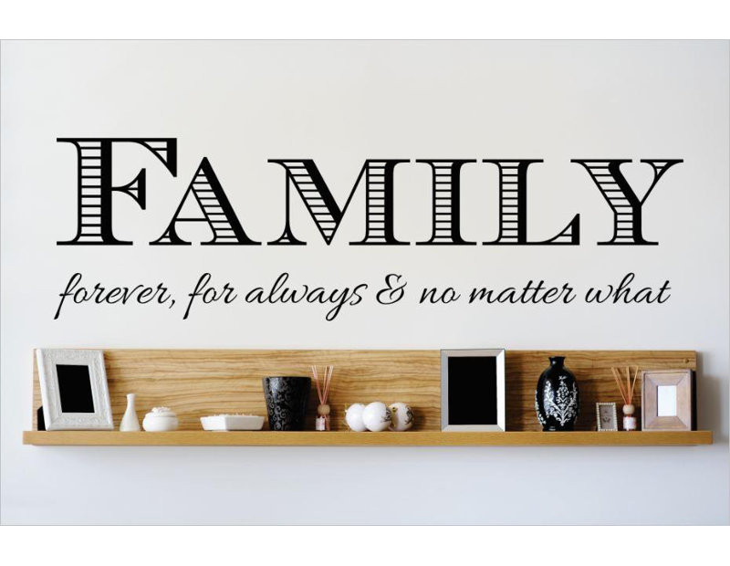 Adhésif décoratif family forever pour alywas et peu importe ce adhésif décoratif, H 8 po x l 30 po x P 0,16 po, Noir