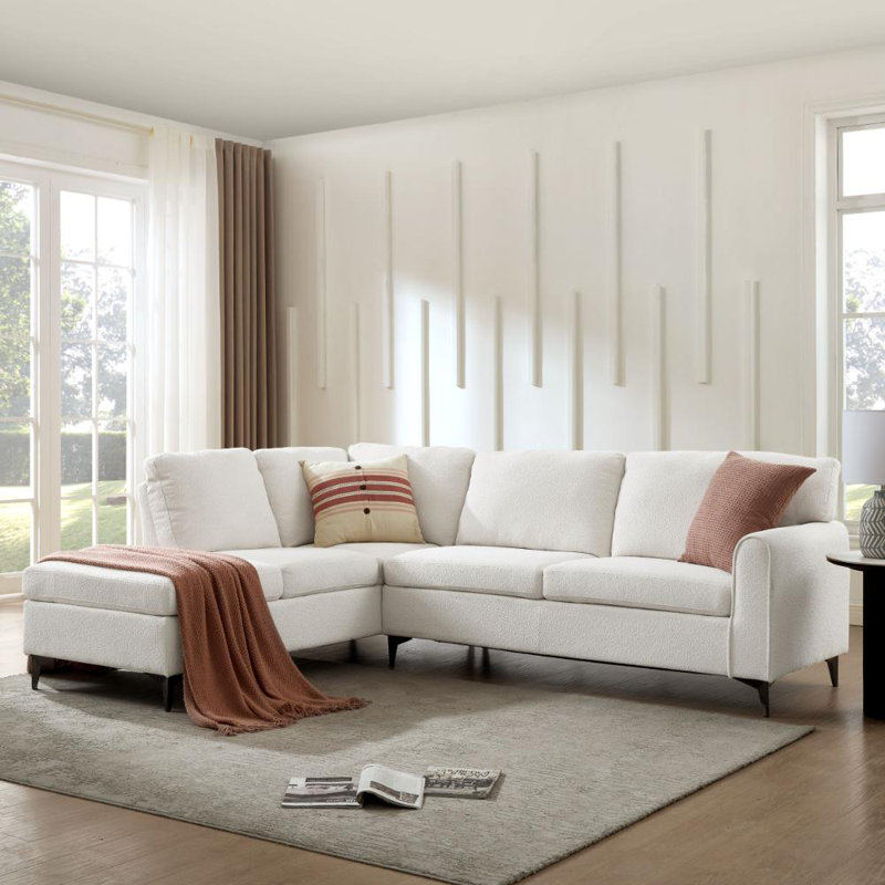 Evelyn 4 Seater Corner Sofa , Left Hand Facing, White