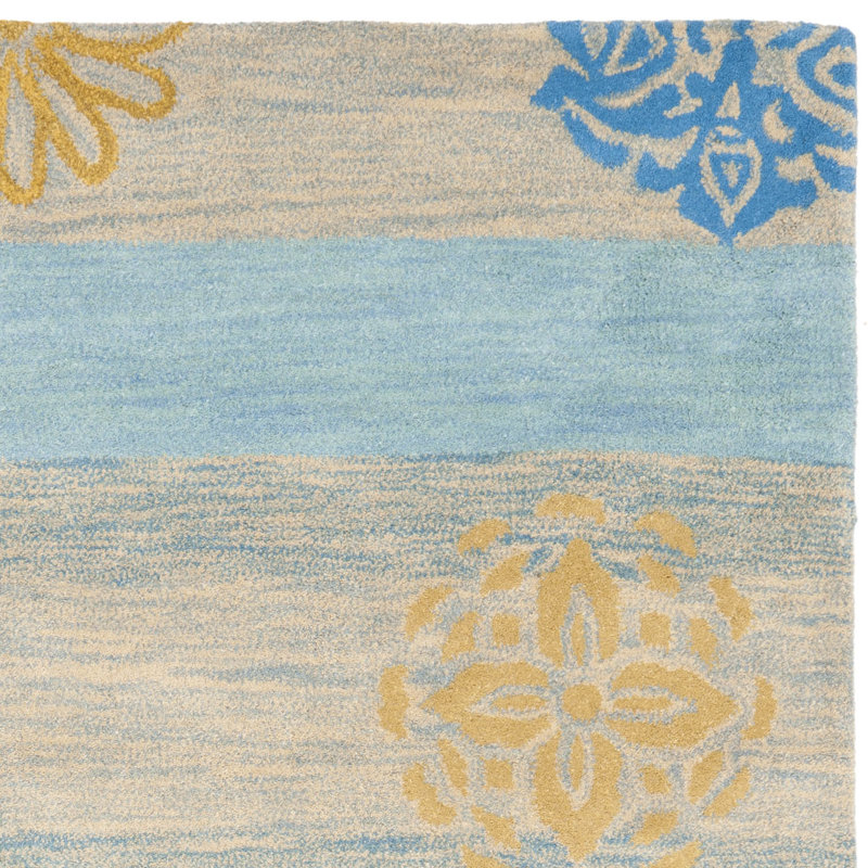 Chanler Hand-Tufted Wool Blue/Beige Area Rug, Runner 2'6" x 8'