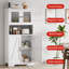 Armoire de salle de bain blanche - Rangement pour garde-manger de 50 pouces avec portes en verre et tablettes réglables, armoire autoportante pour la salle de bain, la cuisine ou le salon-122538961
