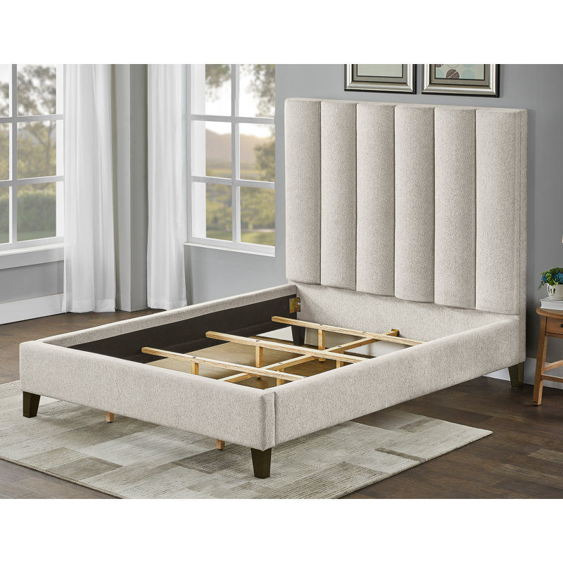 Alpine Channel Tufting High Headboard Bed, Queen