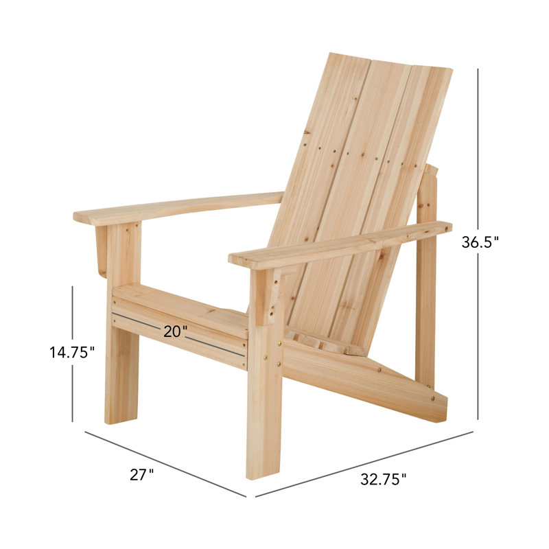 Shawnna 3-Piece Modern Solid Wood Adirondack Chairs and Side Table Set