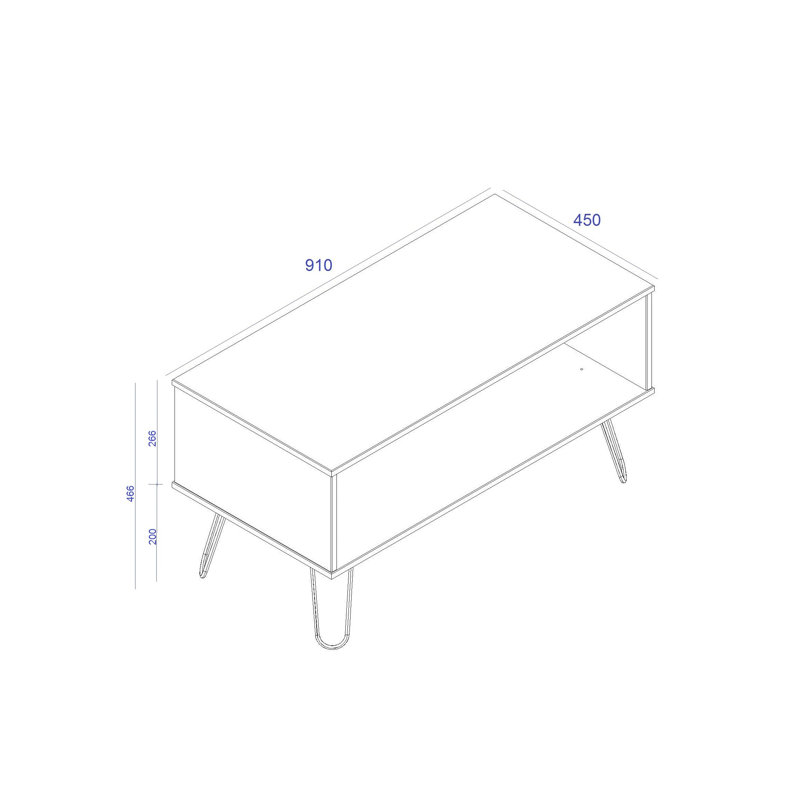 Dufresne Coffee Table with Open Storage Area industrial design with Metal Hairpin Design Legs, Grey