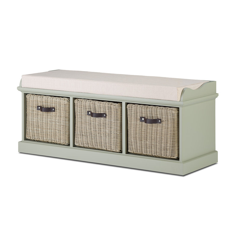Anjou Upholstered Storage Bench, Sage Green/Brown