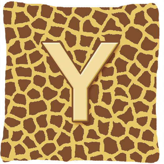 Coussin décoratif intérieur/extérieur initial monogramme giraffe, Y
