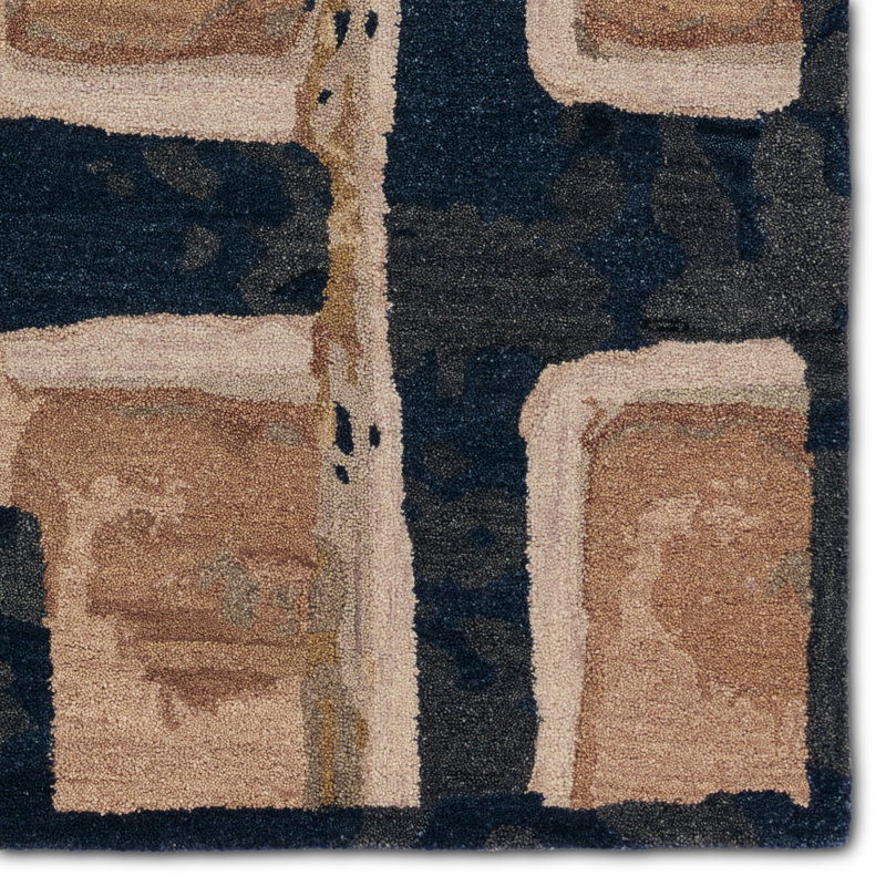 Zoe Bios By Jaipur Living Balsa HNC03 Handmade Abstract Tan and Blue Area Rug (9'x12'), Rectangle 6' x 9'