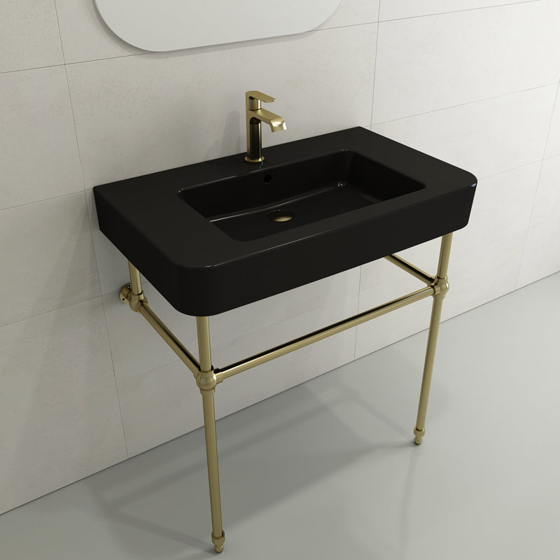 Parma 21.06 in. L Bathroom Sink, Matte Black, 8" Widespread