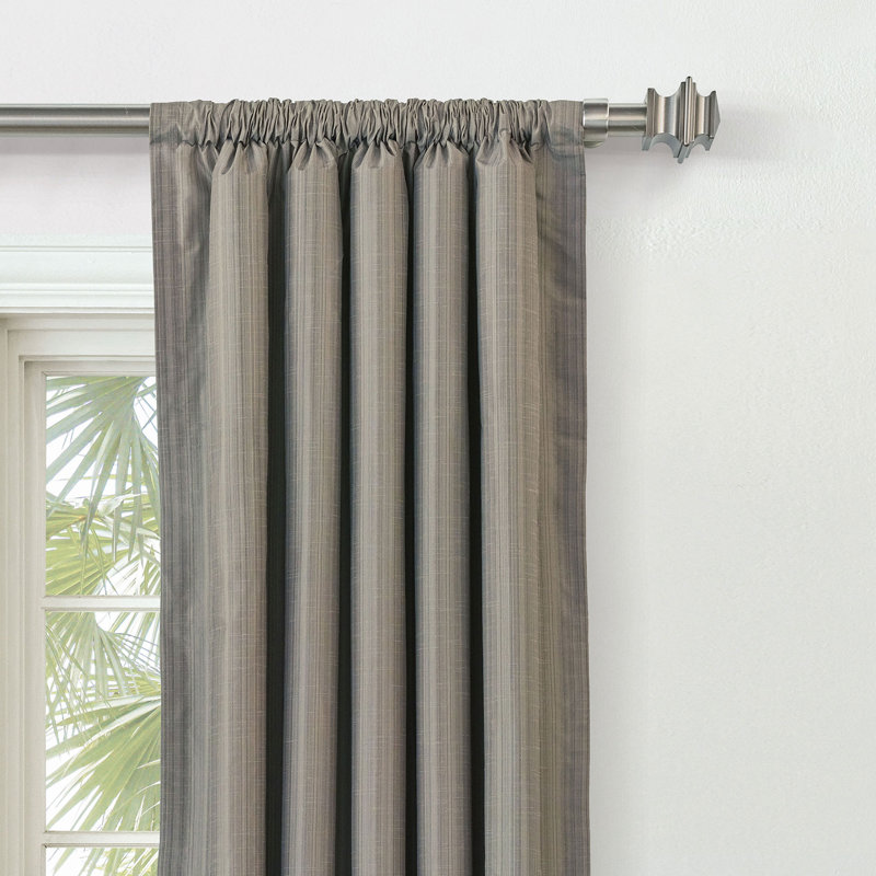 Reverie Striped Curtain Panel, Pewter, 48" W x 84" L