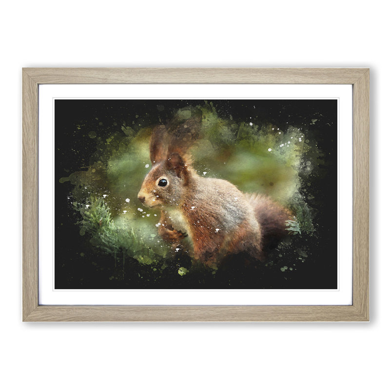 Red Squirrel Vol.2 - Picture Frame Painting, Oak Framed, 48cm H x 65cm W x 2cm D