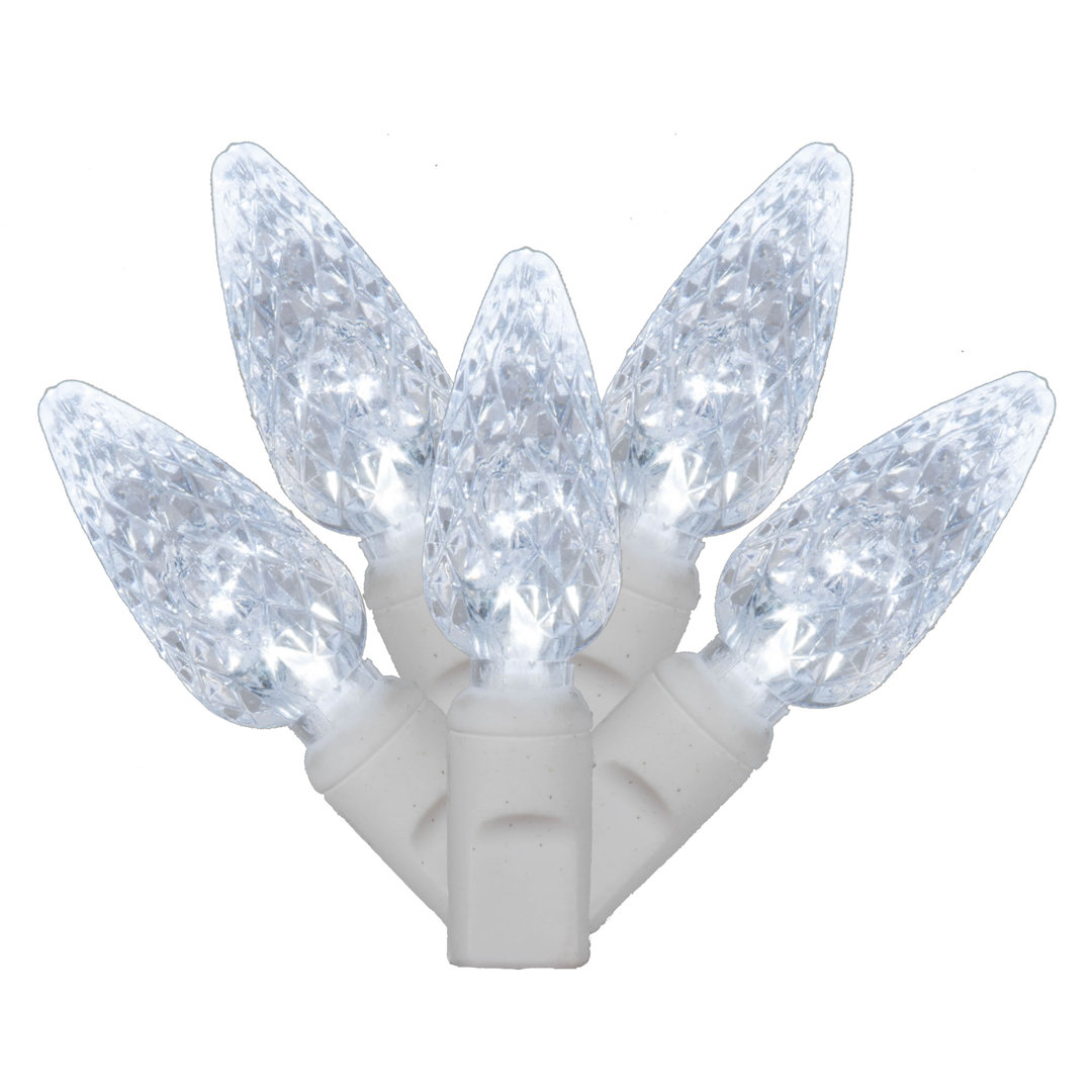 Single Mold C6 LED Christmas Light Set 34' White Wire The Holiday Aisle® 