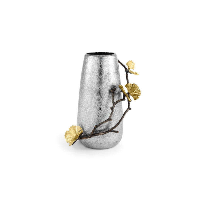 Butterfly Ginkgo Vase, 8" H x 6" W x 5.5" D