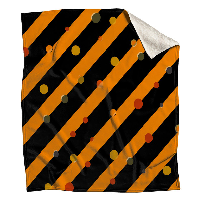 Jeté en molleton à rayures orange - Jeté à motif pour canapés ou lits, L 60 po x H 80 po