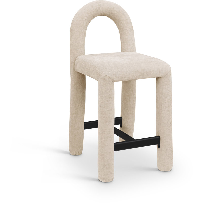 Amari Stool, Chenille Fabric, Beige