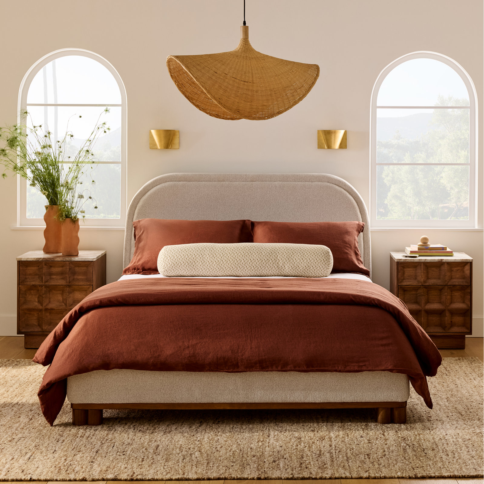 Linen Sheet Set, Clay, Queen Sheet Set with 2 Pillowcases