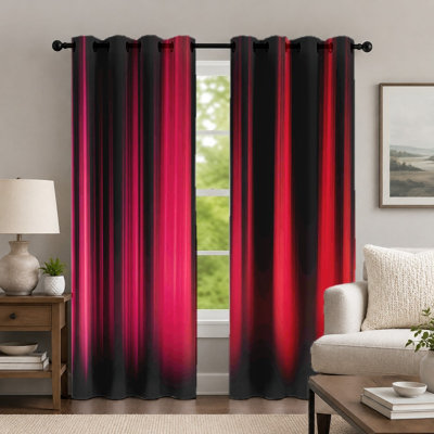 Rideaux dégradés (lot de 2), à rayures verticales, imprimé ombré contemporain, à œillets, pour la décoration de chambre et de salon.