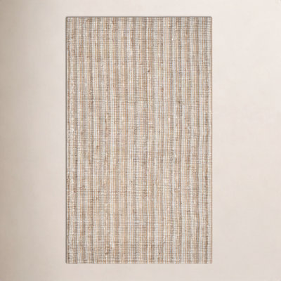 Alda Gray Natural Hand-Woven Striped Jute Rug
