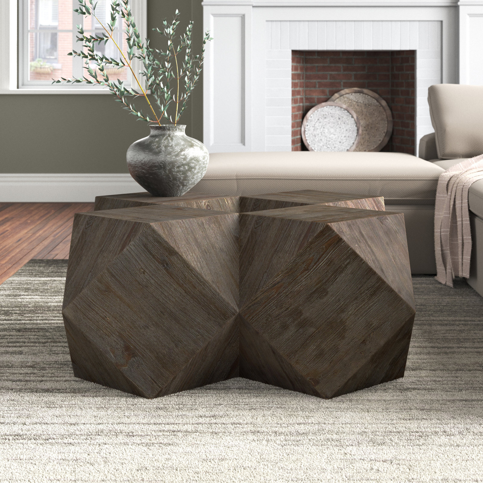 Solid Wood Coffee Table, Dark Brown