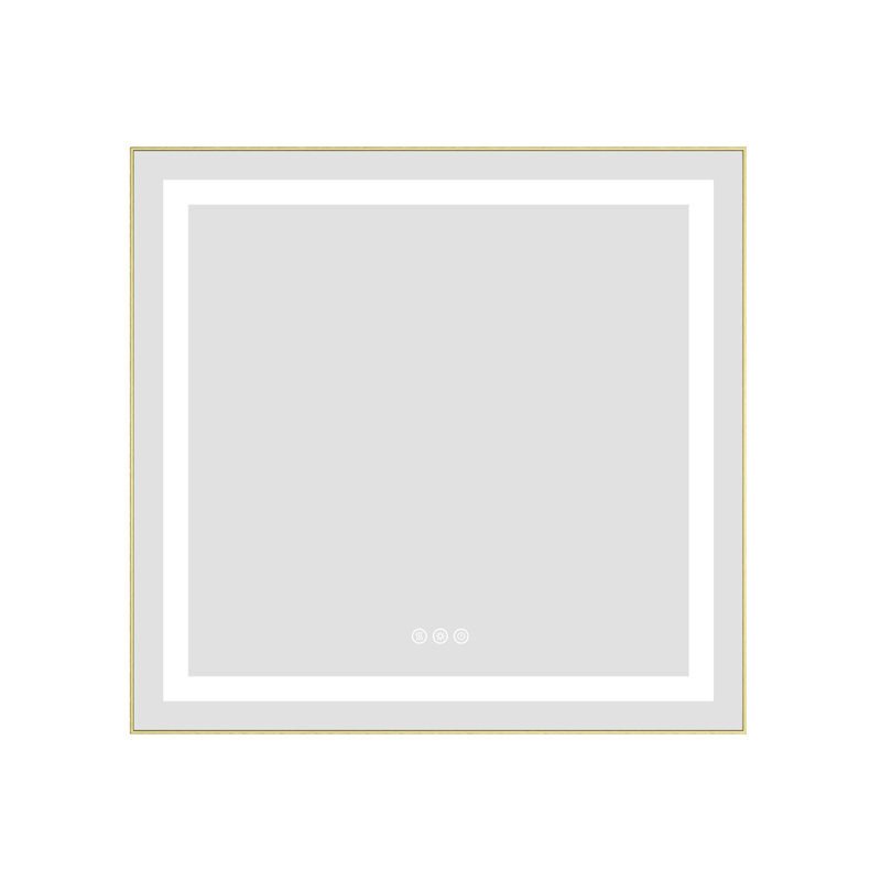 30" X 28" LED Bathroom Mirror With Front And Backlight, Wall Mounted Vanity Mirror With Aluminum Frame, Anti-Fog, Memory, 3 Colors, Stepless Dimmable