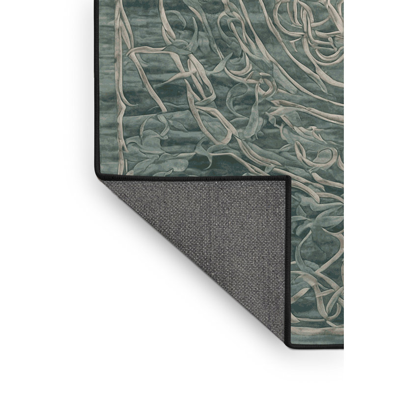 Tapis gris soyeux et moelleux, Rond 3 pi