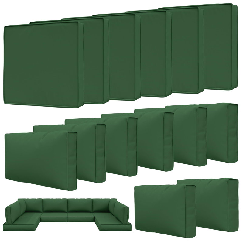 Ensemble de coussins d'extérieur 14 pièces Wynee, Vert olive