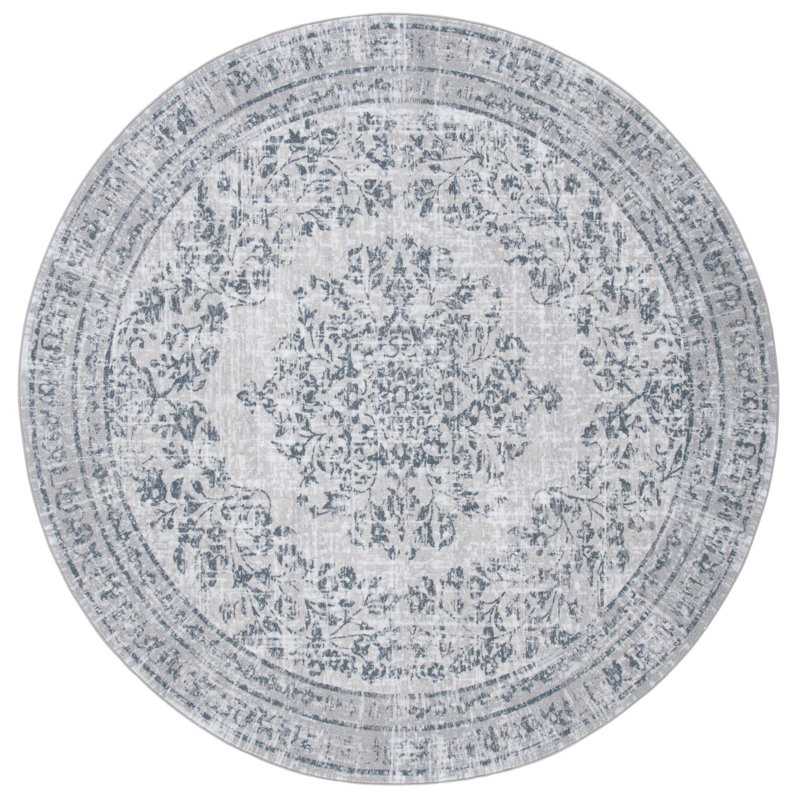Mahendra Performance Machine Washable Oriental Rug, Round 6'7"