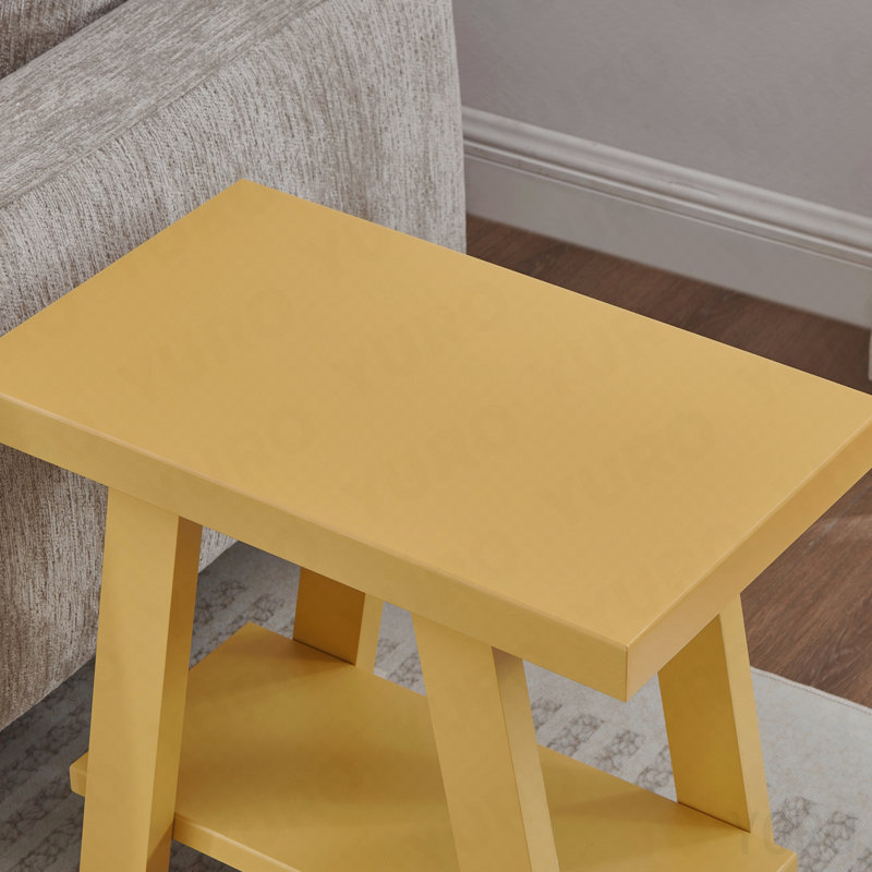 Table d'appoint à tablette contemporaine en bois Athens en jaune