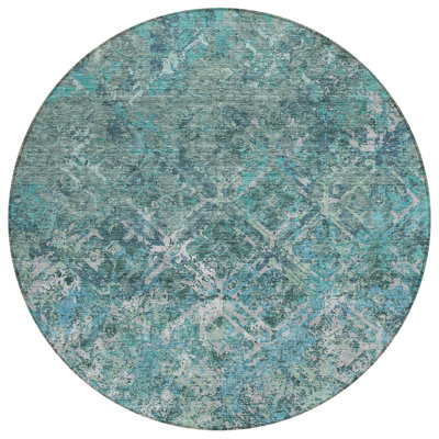 Tapis d'intérieur rond 8 po Sage Teal