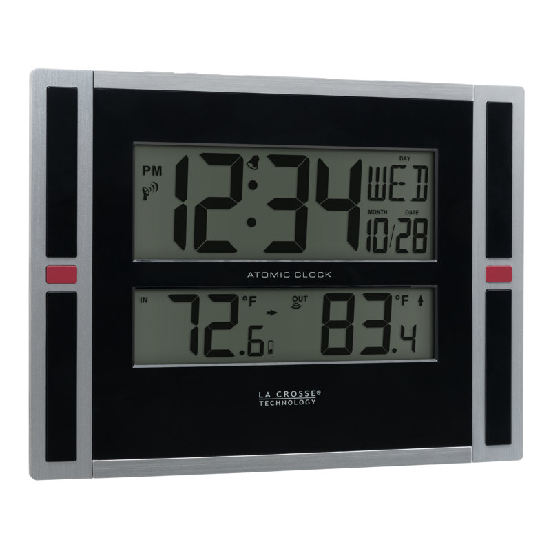 Modern & Contemporary Digital Atomic Tabletop Clock with Alarm in Black