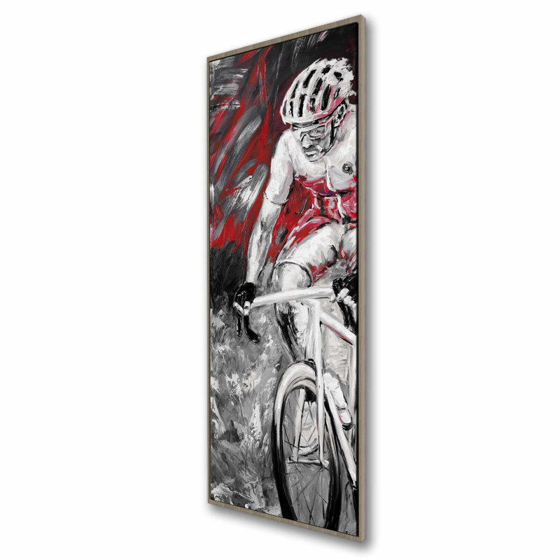 «Professional Red Cyclist», toile encadrée - décoration murale, H 49,25 po x l 17,25 po