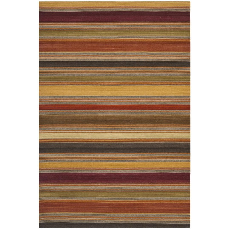 Striped Wool Hand Woven Area Rug, Rectangle 122 x 183cm