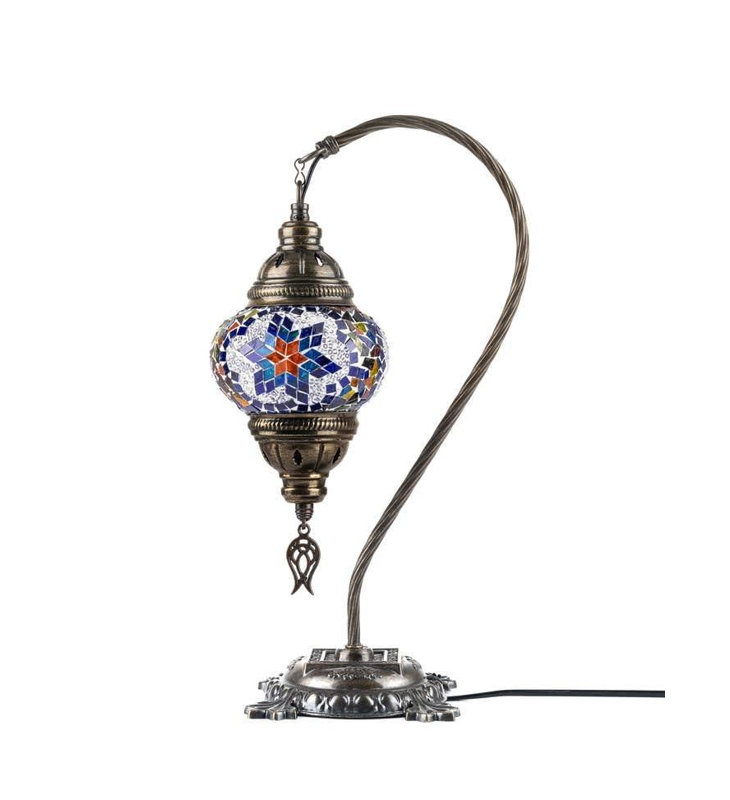 Lampe de table turque fabriquée à la main en verre mosaïque - Lampe marocaine à col de cygne - Décoration Geraldton