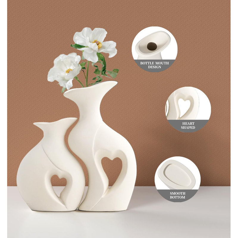 White Ceramic Vase Set Of 2