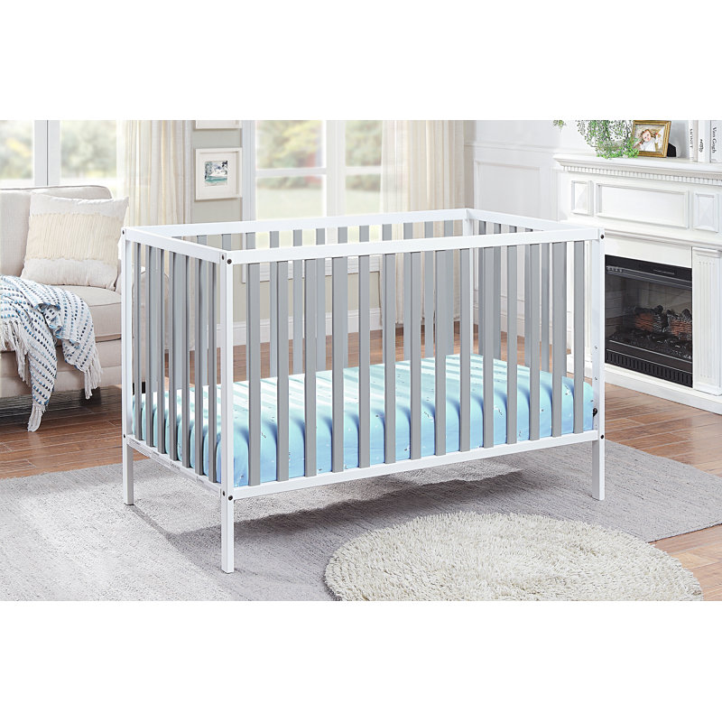 White and Gray Wooden 3-in-1 Convertible Crib
