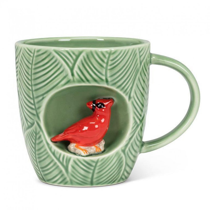 Motif de feuille avec tasse cardinal
