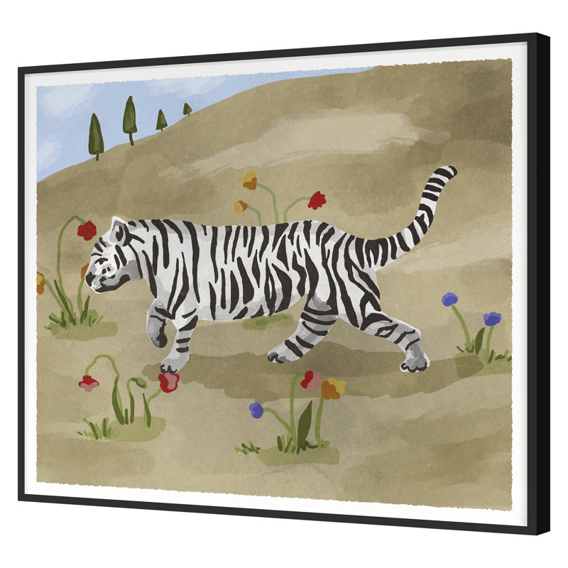Tigre blanc sur terre d'ombre 1, H 27 po x l 30 po, Noir