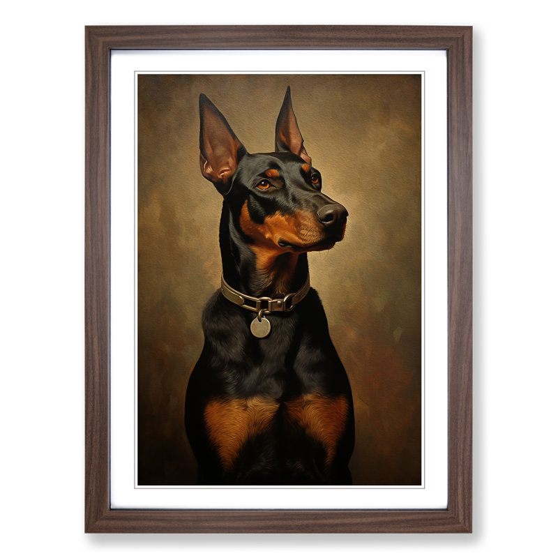 XYZ-FRM-V1223-521 Doberman Classicism 1 Piece Single Picture Frame Wall Art, 34cm H x 25cm W x 2cm D, Walnut