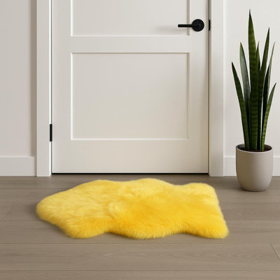 Haghni Handmade Sheepskin Teal Area Rug