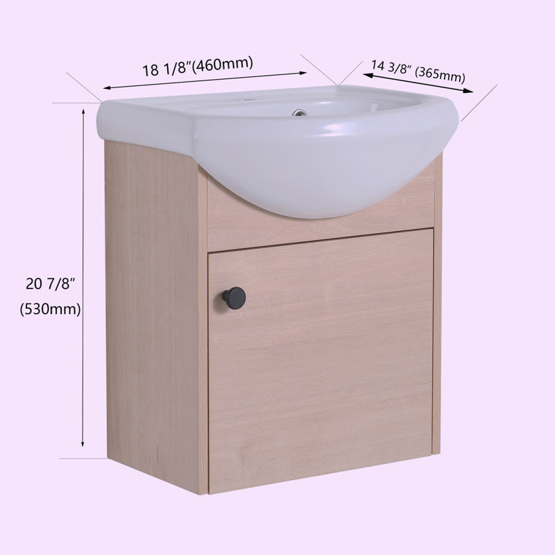 18.14 " W Free Standing Wall Mounted Single Double Single Vanity Bathroom Vanity With Ceramic Top