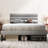 Metal Platform Bed Frame With Linen Upholstered Headboard-611230085