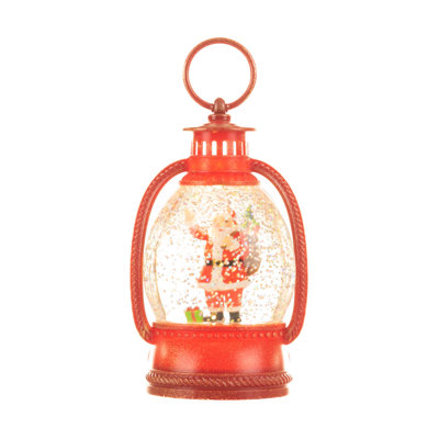 Red Lantern LED Snow Globe