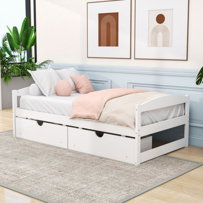 Lit plateforme simple avec rangement et tiroirs
