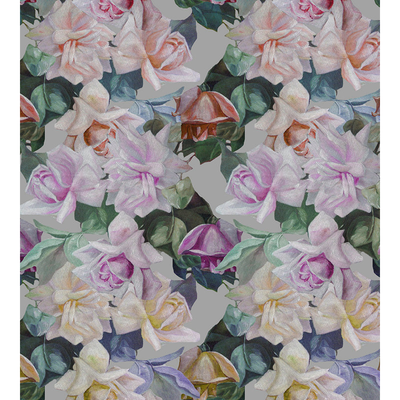 Palace Floral Metallic Wallpaper Roll, French Gray