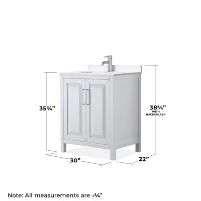 Meuble-lavabo simple 30 po avec plateau en quartz Daria