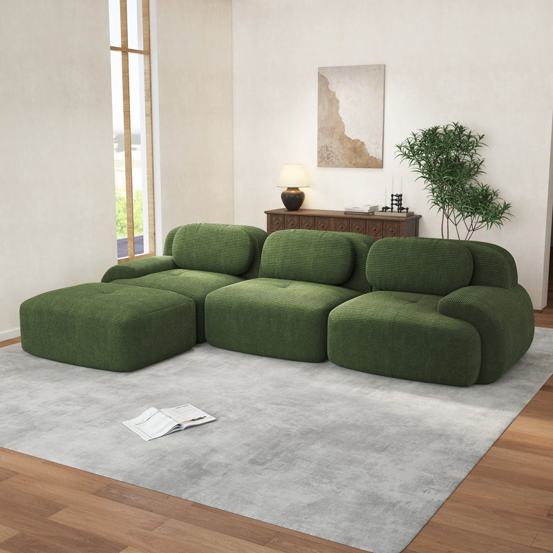 Canapé désossé, ensemble de salon, canapé en velours côtelé, pour salon, chambre à coucher, Vert