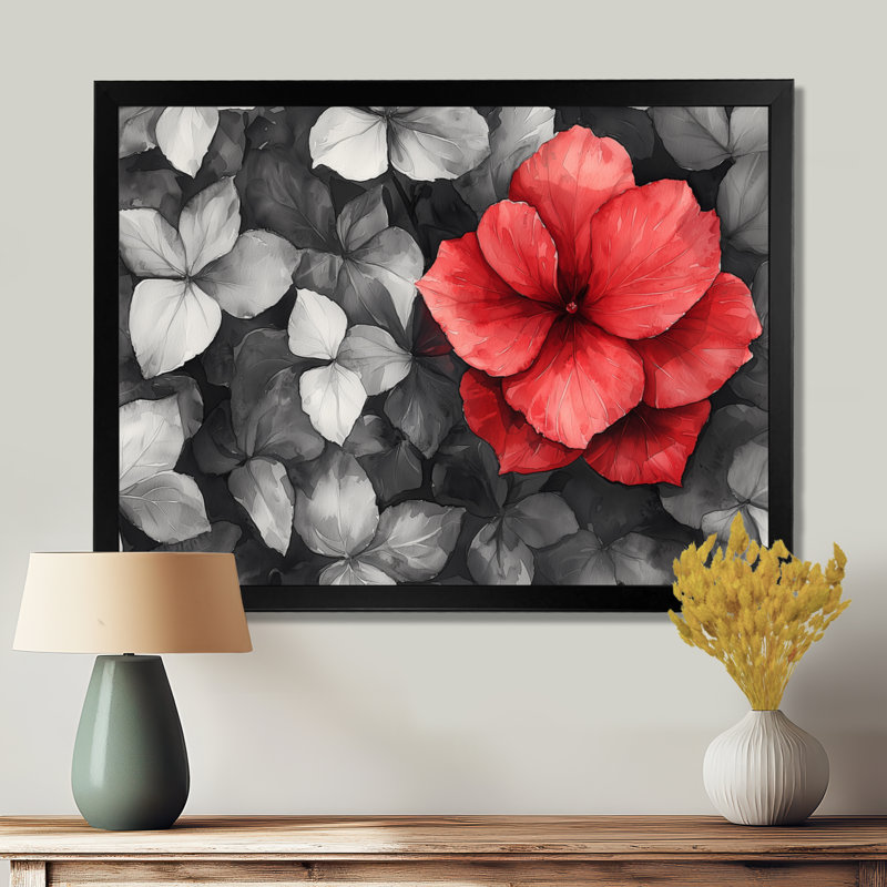 Jaan - Floral Wall Art, Impression d'un seul cadre photo, Noir, noir, noir, noir, H 12 po x l 20 po