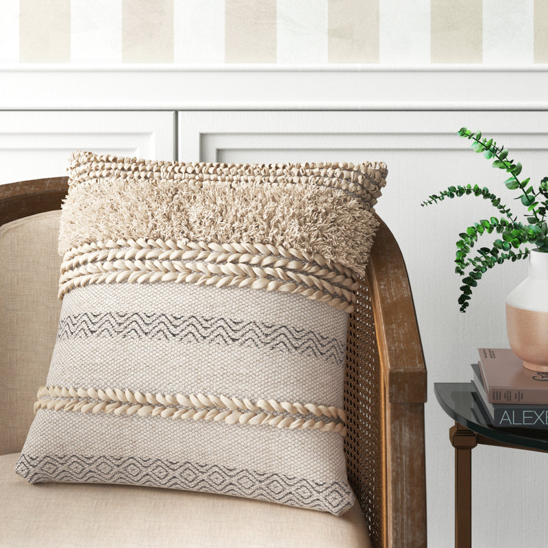 Venora Striped Cotton Reversible Throw Pillow, 18" x 18", Pillow Cover Only - No Insert