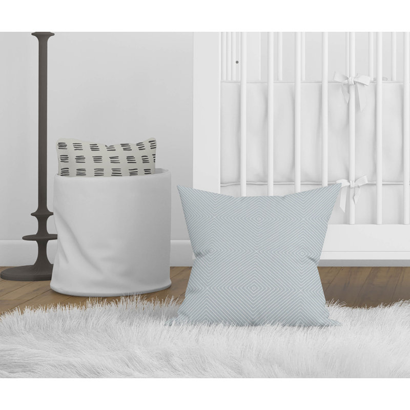 Coussin Eye, H 18 po x l 18 po, Bleu ardoise / chevron bleu