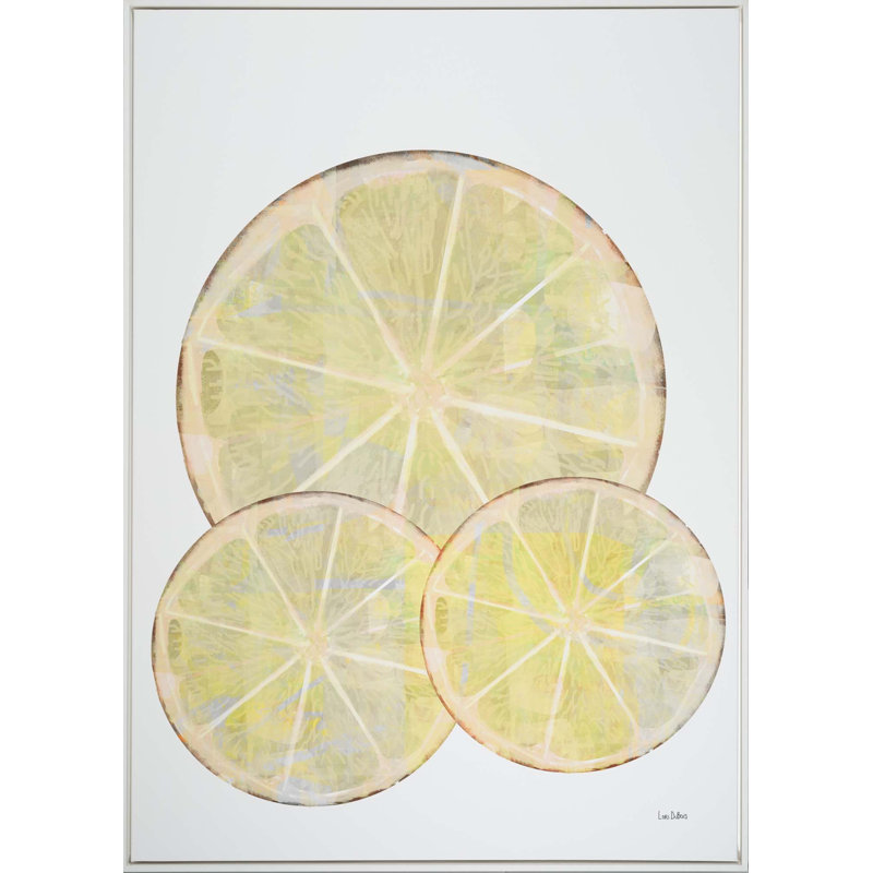 Citrus Tango Print, 51" H x 36" W  x 2" D, Dark Yellow, White Framed