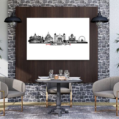 Iconic Helsinki Skyline Abstract Contemporary Architecture City Wall Art Print 1 Piece Wrapped Canvas Wall Art
