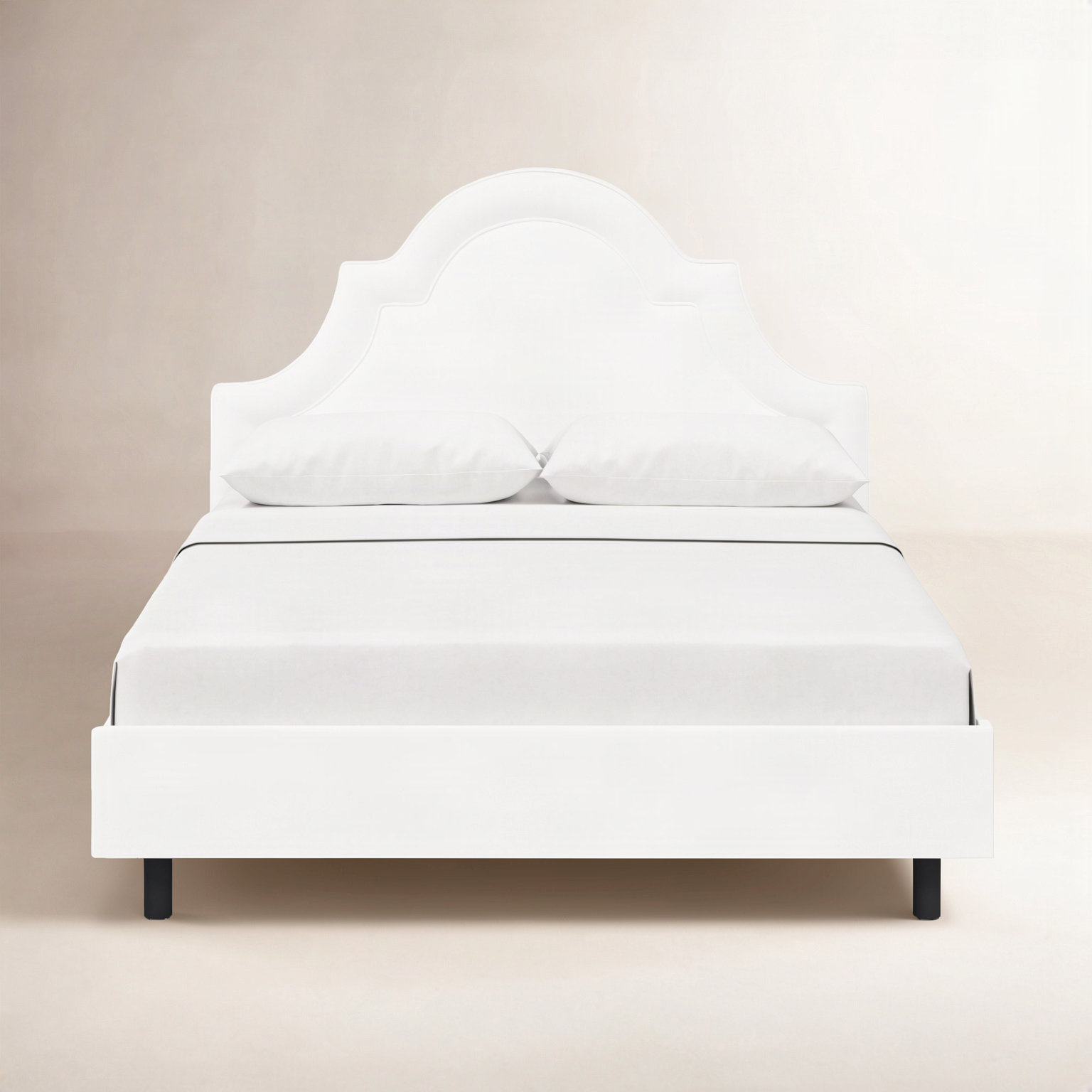 Knipe Upholstered Bed, King, White Performance Twill